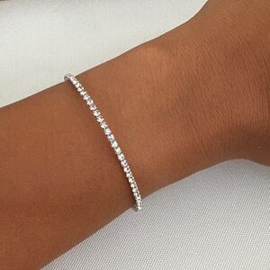 Elegant Silver Tennis Bangle Bracelet